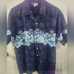 Kennington LTD Navy Hawaiian Shirt Size L EUC!